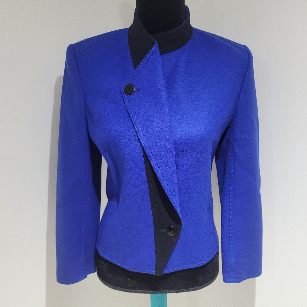 Louis Feraud Royal Blue and Black Asymmetrical Blazer